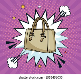 female purse accessory pop art style vector illustration design