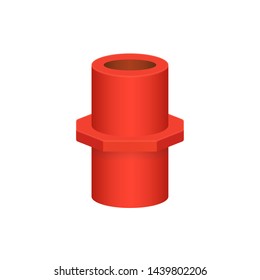 Female pvc plastic nipple threaded pipe fitting NPT vector icon. Consist screw both side. Part for connection pipe in pipeline system, plumbing, drainage, vent, waste, sewage and water supply.