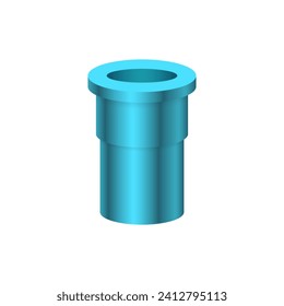 Icono vectorial del vector del TNP de acoplamiento de tubería roscada pvc hembra. Consiste en enroscar ambos lados. Pieza para tubería de conexión en sistema de tuberías, fontanería, drenaje, ventilación, residuos, aguas residuales y suministro de agua.	
