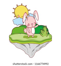 female rabbit animal in the float island