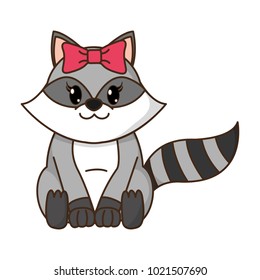 female raccoon cute animal with ribbon bow