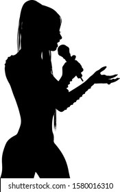 Female Rapper Singer Silhouette Isolated On White Background