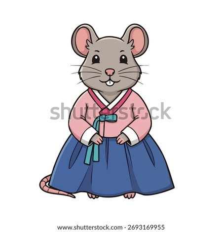 A female rat (or mouse) wearing Hanbok