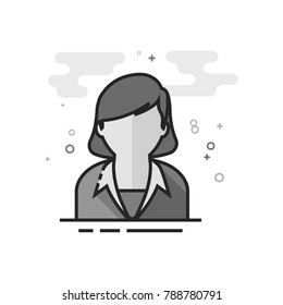 Female receptionist icon in flat outlined grayscale style. Vector illustration.