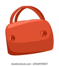 Female red bag in flat design. Stylish women handbag, elegant accessory. Vector illustration isolated.