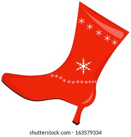 Female red Christmas boots with heels