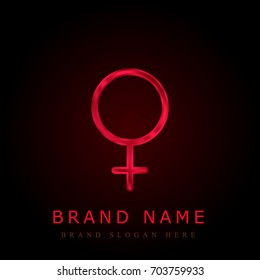 Female red chromium metallic logo