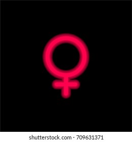 Female red glowing neon ui ux icon. Glowing sign logo vector
