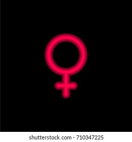 Female red glowing neon ui ux icon. Glowing sign logo vector