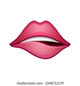 Weibliche rote Lippen Großes Symbol für Emoji-Lächeln