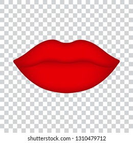 Female red lips, vector icon, isolated on transparent background.