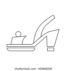 Female red opened shoe icon, outline style