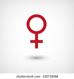 Female - red vector  icon with shadow