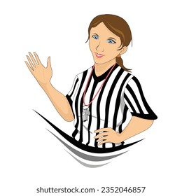 female referee carrying a whistle cartoon character 1