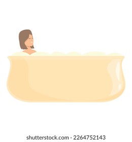 Female relax icon cartoon vector. Warm water. Rest home