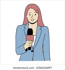 A Female Reporter handdrawn illustration
