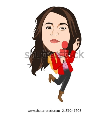 Female reporter with microphone vector image