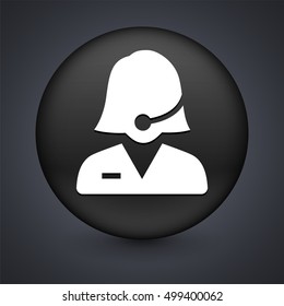 Female Representative on Black Round Button