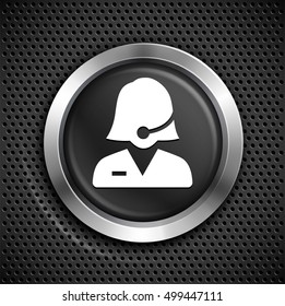 Female Representative on Black Round Button