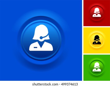 Female Representative on Blue Bevel Round Button