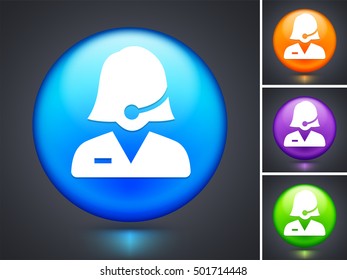 Female Representative on Blue Round Button