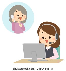 A female representative smiling at a call center