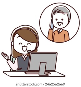 A female representative smiling at a call center