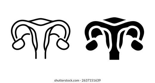 Female reproductive icon. Line and silhouette style.