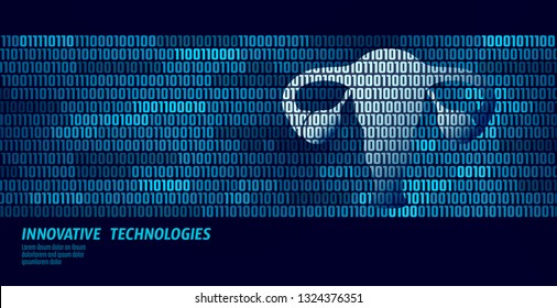 Órganos reproductores internos femeninos. Flujo de datos de código binario. Ilustración vectorial de útero de útero de tecnología innovadora en línea del doctor