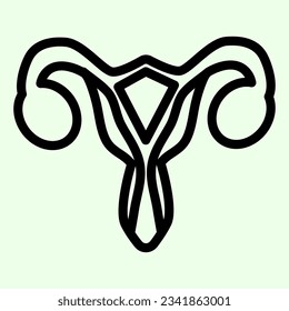 Female reproductive organ line icon. Woman uterus outline style pictogram on white background. Human gynecology organs signs mobile concept web design. Vector graphics.