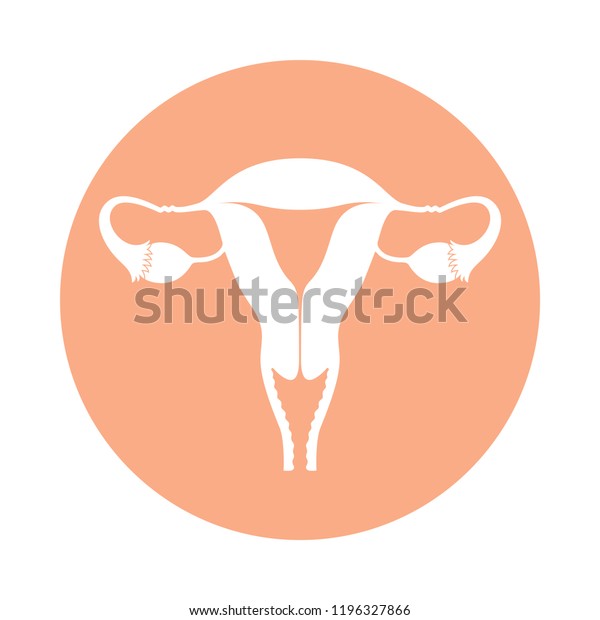 Female reproductive organs icon. Uterus sign in the circle isolated on