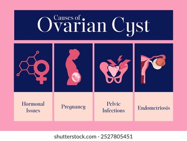 female reproductive system cause of ovarian cyst consist of illustration