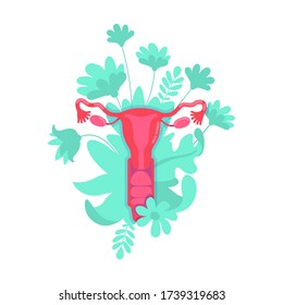 Female reproductive system flat concept vector illustration. Woman fertilization. Womb and uterus. Physiology 2D cartoon object for web design. Healthy human internal organ creative idea