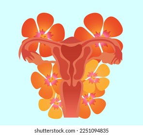 Female reproductive system with flowers
