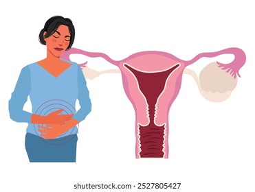 female reproductive system ovarian cyst abdominal pain illustration