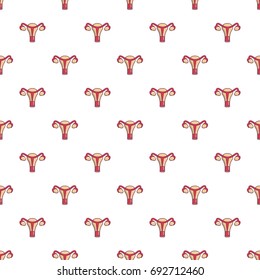 Female reproductive system pattern in cartoon style. Seamless pattern vector illustration