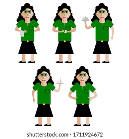 female restaurant employee set . illustration people