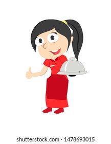 female restaurant waitress vector illustration