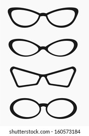 female retro glasses icon set