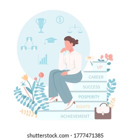 Female rights flat concept vector illustration. Gender equality for workplace. Support for career woman. Businesswoman 2D cartoon characters for web design. Women empowerment creative idea