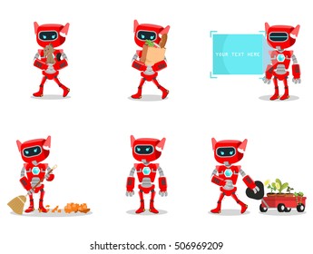 female robot cartoon set