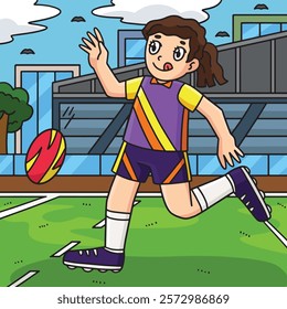 Female Rugby Player doing a Short Punt Colored 