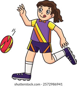 Female Rugby Player doing a Short Punt Clipart