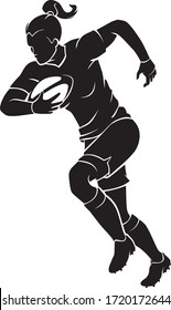 Female Rugby Player, Running Silhouette