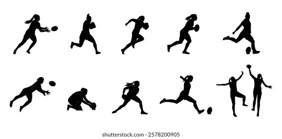 Female rugby player silhouette vector