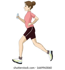Female runner with a bottle of water