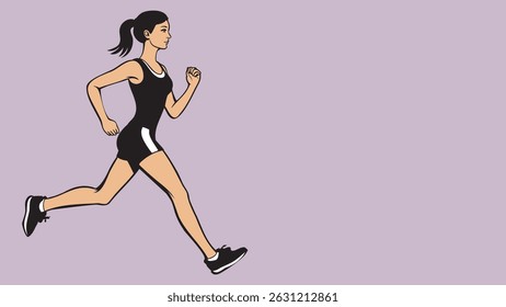 A female runner isolated on pastel background, health and event concept white copy space