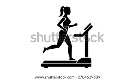 Female runner on treadmill in motion