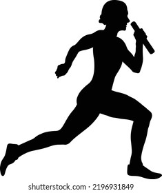female runner running relay race black silhouette