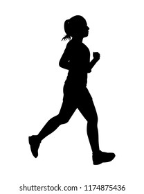 Female runner silhouette vector on white. Healthy concept.